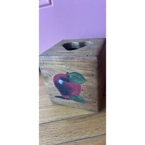 Vintage Heart Apple Tissue Box Wooden Country Cottagecore 6"x6"